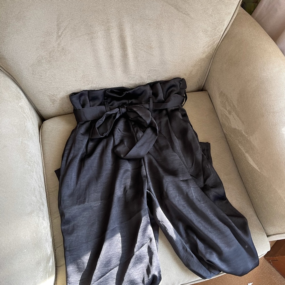 Satin, paper bag style dress pants